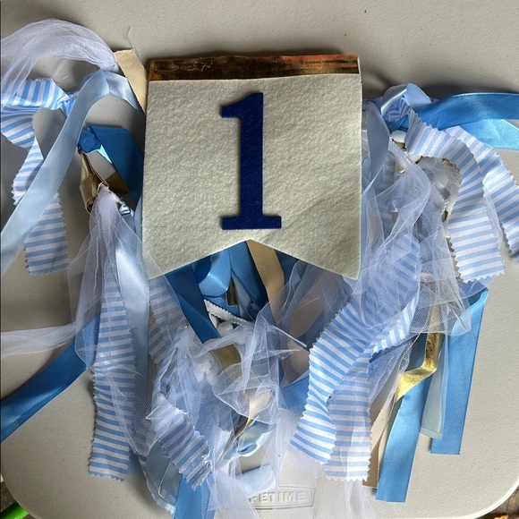 Blue and Gold First Birthday Banner - Picture 1 of 1